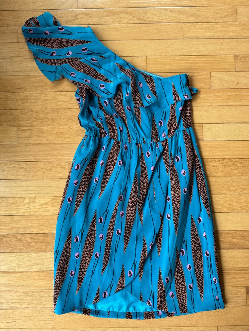 NWT frock by Tracy Reese 100% silk one shoulder ruffle dress - size 8